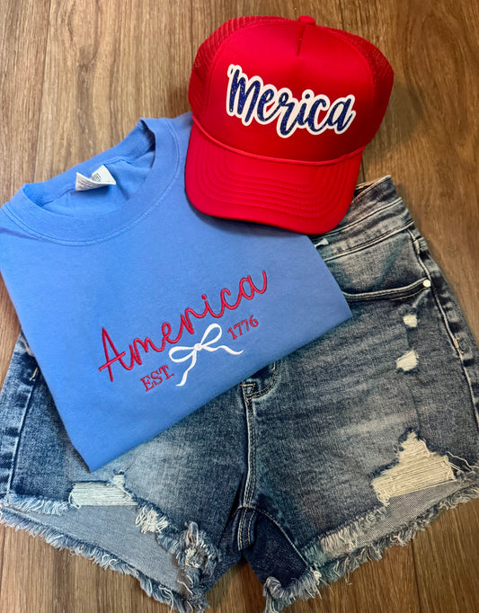 Comfort Color Embroidered America